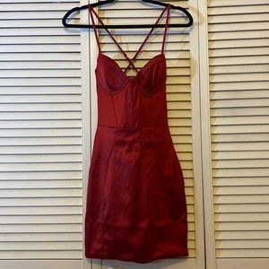 Oh Polly Satin underwired mini dress in Red size US 4 UK 8